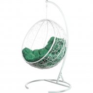 Кресло подвесное «BiGarden» Kokos White, зеленая подушка