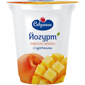 Йогурт «Са­вуш­кин» персик и манго, 2%, 350 г