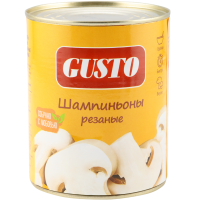 

Шампиньоны резаные "GUSTO" (ж/б) 800г