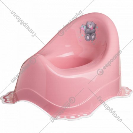 Горшок детский «Maltex» Мишка, музыкальный, с противоскользящими резинками, темно-розовый с белым, 4071