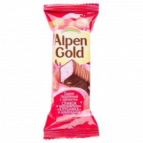 Сырок тво­рож­ный «Alpen Gold» клуб­ни­ка в шо­ко­лад­ной гла­зу­ри, 40 г