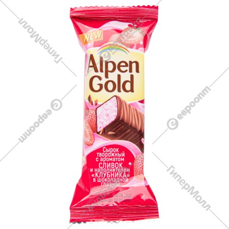 Сырок творожный «Alpen Gold» клубника в шоколадной глазури, 40 г