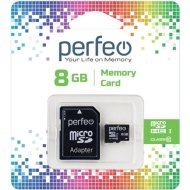 Карта памяти «Perfeo» micro SDHC 8GB Class 10 + адаптер, PF8GMCSH10A