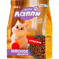 Корм для кошек Хаппи Лаппи мясное ассорти, 350 г