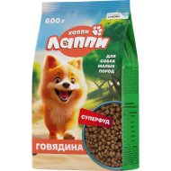 Корм для собак Хаппи Лаппи для малых пород, с говядиной, 600 г