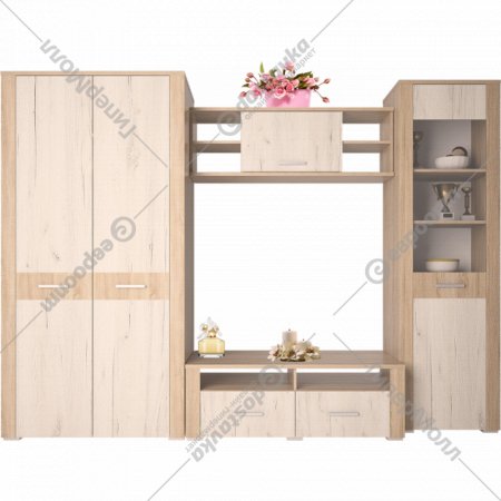 Комплект мебели для спальни «Интерлиния» Коламбия-1, дуб сонома/дуб белый
