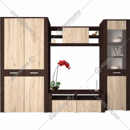 Комплект мебели для спальни «Интерлиния» Коламбия-1, дуб венге/дуб серый