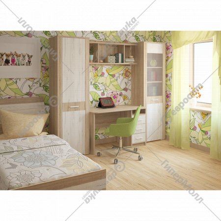 Комплект мебели для спальни «Интерлиния» Коламбия-5, дуб сонома/дуб белый