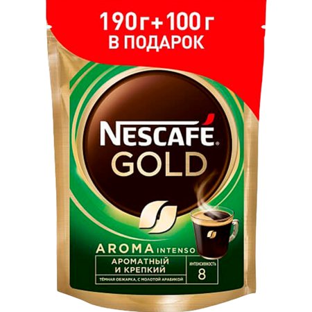 Кофе растворимый Nescafe Gold Aroma Intenso, с добавлением молотого, 290 г