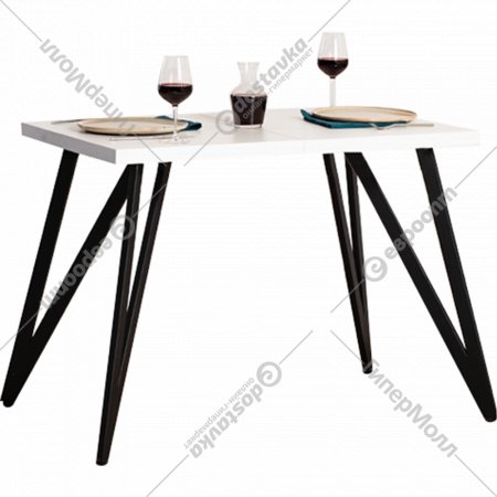 Обеденный стол «Millwood» Женева 2 18 мм, ЛДСП дуб белый крафт/черный, 100х70х73 см