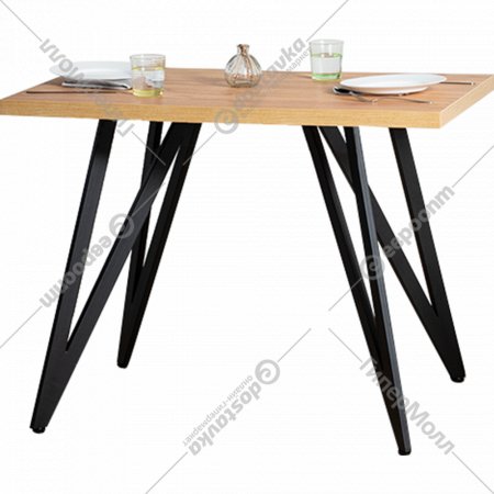 Обеденный стол «Millwood» Женева 2 18 мм, ЛДСП дуб золотой крафт/черный, 100х70х73 см