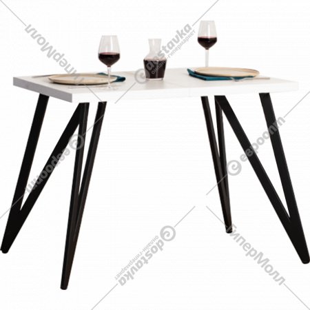 Обеденный стол «Millwood» Женева 2, ЛДСП дуб белый крафт/черный, 120х70х75 см
