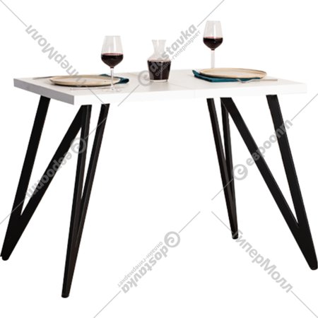 Обеденный стол «Millwood» Женева 2 18 мм, ЛДСП белый/черный, 120х70х75 см