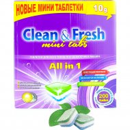 Таблетки для посудомоечных машин «Clean&Fresh» All in 1, mini tabs, 200 шт