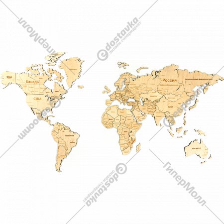 Пазл деревянный «Woodary» Карта мира, 3146, XL, 72х130 см