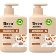 Набор мыла «Dicora» Urban Fit, питательное, витамин B, миндаль и орехи, 2х500 мл