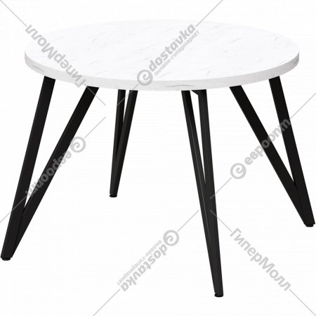 Обеденный стол «Millwood» Женева 2 18 мм, ЛДСП дуб белый крафт/черный, 100х100х75 см