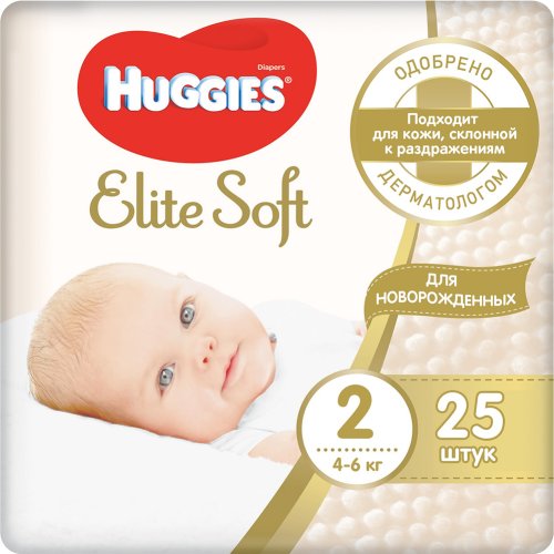 Подгузники «Huggies» Elite Soft размер 2, 4-6 кг, 25 шт
