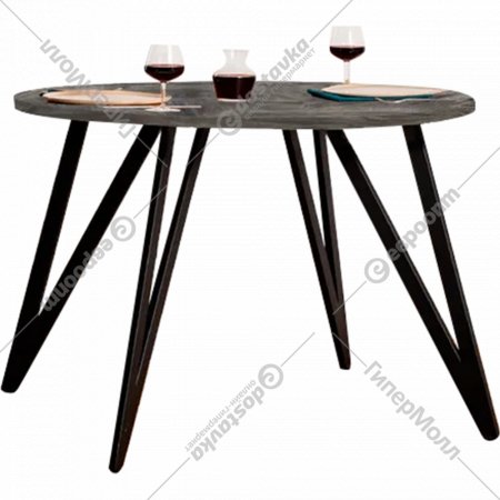 Обеденный стол «Millwood» Женева 2 18 мм, ЛДСП сосна пасадена/черный, 100х100х75 см