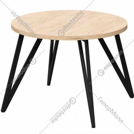 Обеденный стол «Millwood» Женева 2, ЛДСП дуб золотой крафт/черный, 110х110х75 см
