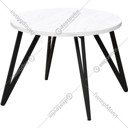 Обеденный стол «Millwood» Женева 2 18 мм, ЛДСП дуб белый крафт/черный, 120х120х75 см