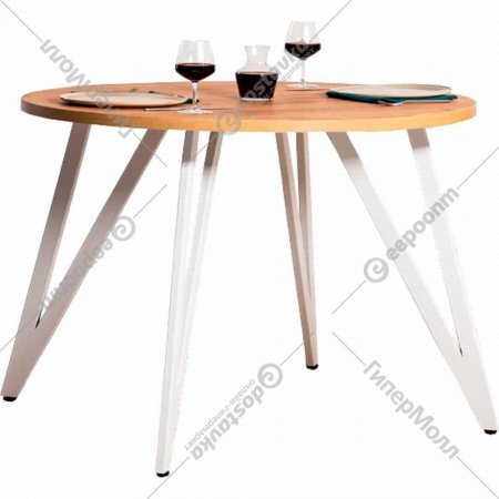 Обеденный стол «Millwood» Женева 2 18 мм, ЛДСП дуб золотой крафт/белый, 120х120х75 см