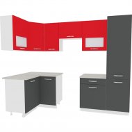 Готовая кухня «ВерсоМебель» Эко-5 1.2x2.6, левая, антрацит/красный чили