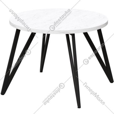 Обеденный стол «Millwood» Женева 2, ЛДСП дуб белый крафт/черный, 90х90х75 см