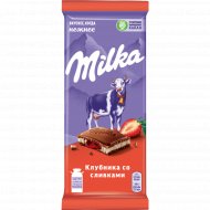 Шоколад молочный «Milka» клубника со сливками, 85 г
