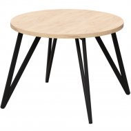 Обеденный стол «Millwood» Женева 2 18 мм, ЛДСП дуб золотой крафт/черный, 90х90х75 см