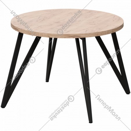 Обеденный стол «Millwood» Женева 2 18 мм, ЛДСП дуб табачный крафт/черный, 90х90х75 см