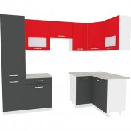 Готовая кухня «ВерсоМебель» Эко-6 1.2x2.7, правая, антрацит/красный чили