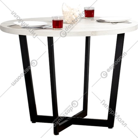 Обеденный стол «Millwood» Орлеан, ЛДСП белый/черный, 120х120х75 см