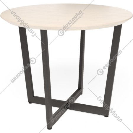Обеденный стол «Millwood» Орлеан, ЛДСП дуб белый крафт/черный, 120х120х75 см