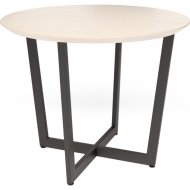 Обеденный стол «Millwood» Орлеан, ЛДСП дуб белый крафт/черный, 90х90х75 см