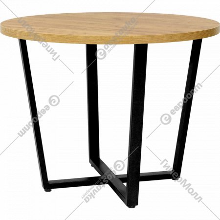Обеденный стол «Millwood» Орлеан, ЛДСП дуб золотой крафт/черный, 90х90х75 см