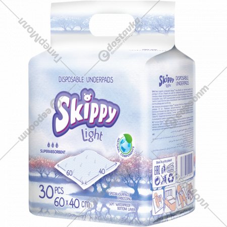 Пеленки гигиенические «Skippy Light» 60х40 см, 30 шт