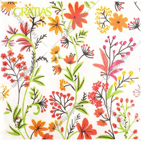 Салфетки бумажные «Gratias» Оранжевая цветочная лужайка, 33х33 см, 3 слоя, 20 листов