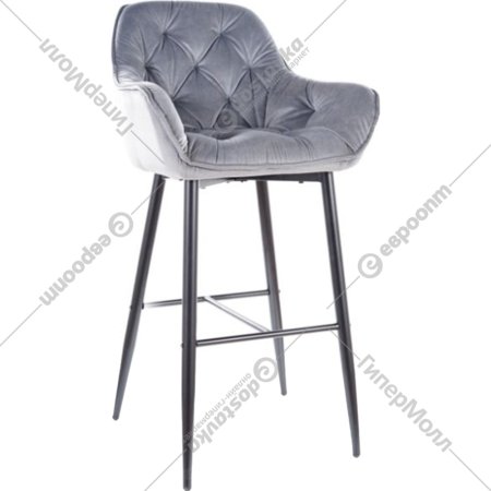 Барный стул «Signal» Cherry H-1 Velvet Bluvel 14, серый/черный, CHERRYH1VCSZ