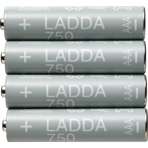 Батарейки аккумуляторного типа «Ikea» Ladda, подзаряжаемые, HR03, AAA, 1.2В, 750 мАч, 4 шт