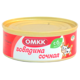 Кон­сер­вы мясные «ОМКК» го­вя­ди­на сочная, 100 г