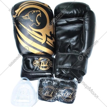 Набор для бокса «ZEZ SPORT» Tiger-2-OZ, перчатки боксерские, капа, бинт 2 м