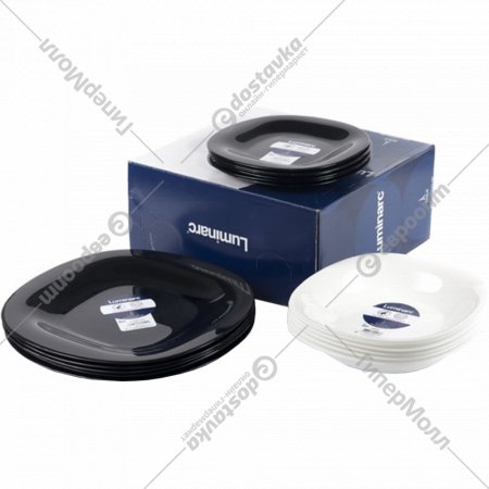Набор тарелок «Luminarc» Carine Black White, 18 штук, 19х21х26 см