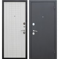 Дверь входная «Гарда» Муар 8 мм, Черный муар/Белый ясень, L, 205х86 см