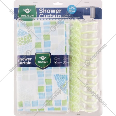 Шторка для ванной «Shower» 180х180 см, 2104145020, зеленая