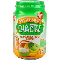 

Пюре ябл,бан,твор,слив"Мал.счастье"180г