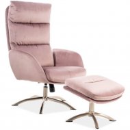Комплект мебели «Signal» Monroe 52, кресло/подставка для ног, розовый
