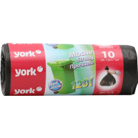 

Пакеты для мусора"YORK"прочные,120л/10шт