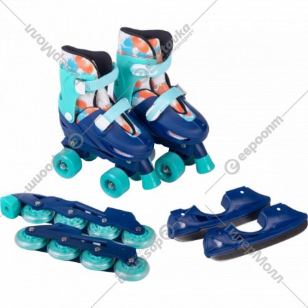 Роликовые коньки «Mobile Kid» Twin Seasons, 3 в 1, размер S, cyan blue