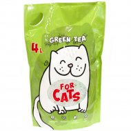 Наполнитель для туалета «For Cats» с ароматом зеленого чая, силикагелевый, 4 л